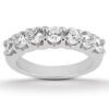 14k White Gold Diamond Scalloped Shared U Prong Setting Wedding Ring Band