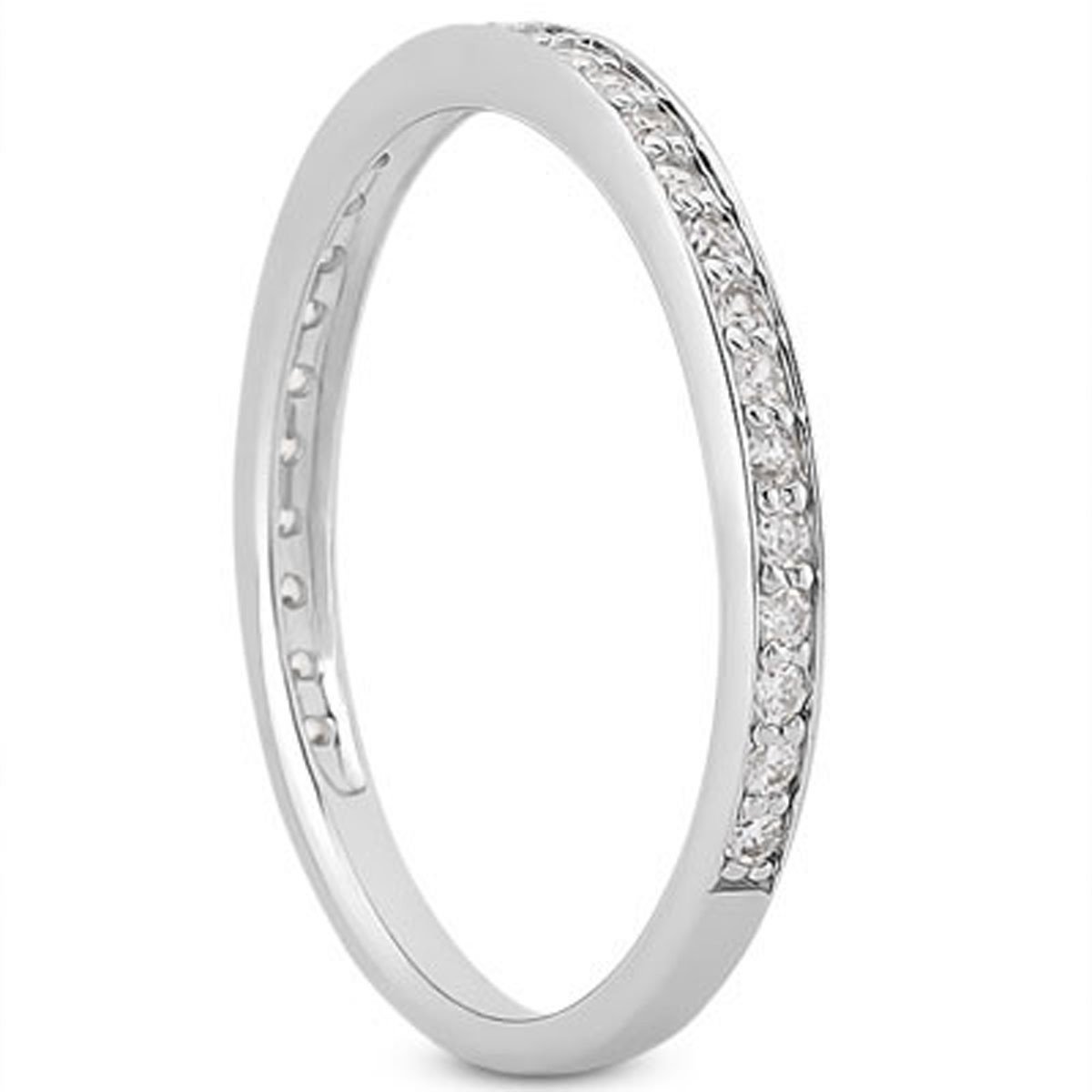 14k White Gold Micro-pave Diamond Wedding Ring Band Set 3/4 Around - Image 2