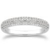 14k White Gold Triple Multi-Row Micro- Pave Diamond Wedding Ring Band