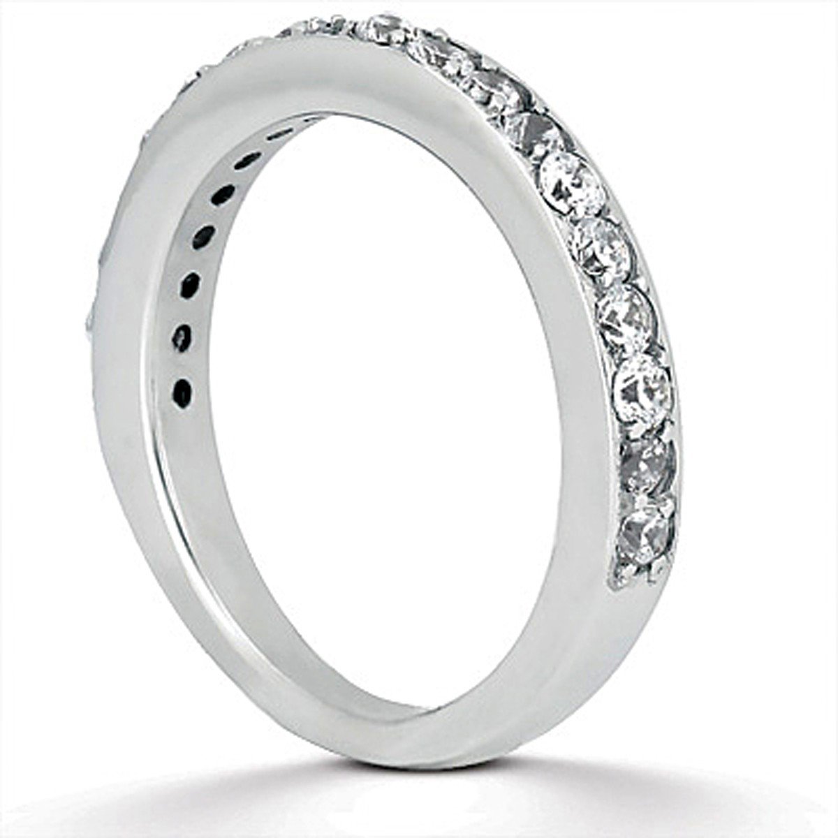 14k White Gold Pave Diamond Wedding Ring Band Set 1/2 Around - Image 2