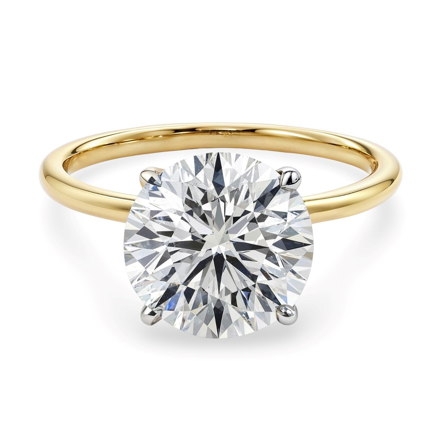 5 Carat Round Lab Grown IGI G/VS1 Diamond Solitaire Ring in 10K Yellow Gold - Image 3