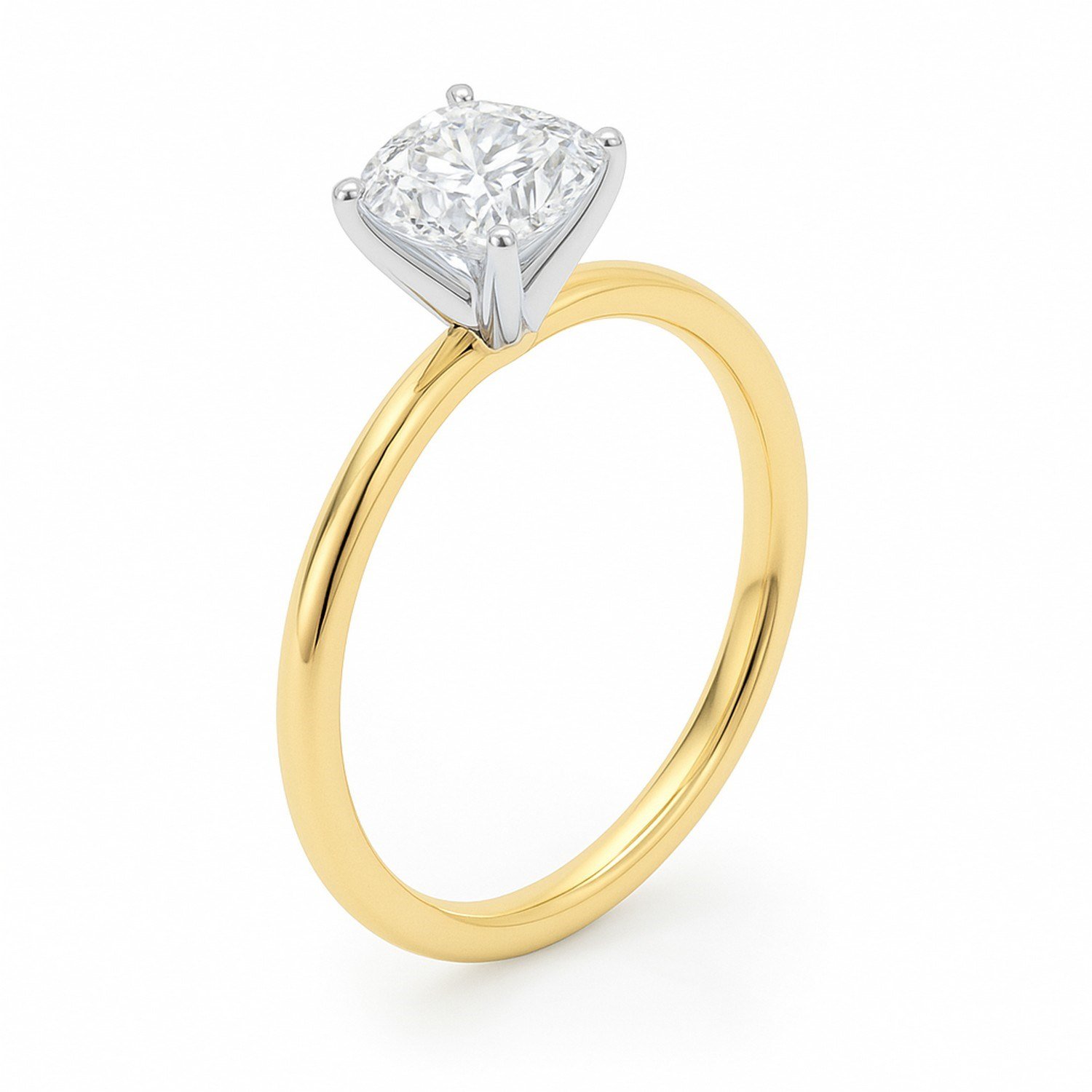 1.50Ct Cushion Lab Grown IGI G/VS1 Diamond Ring in 10K Yellow Gold - Image 2