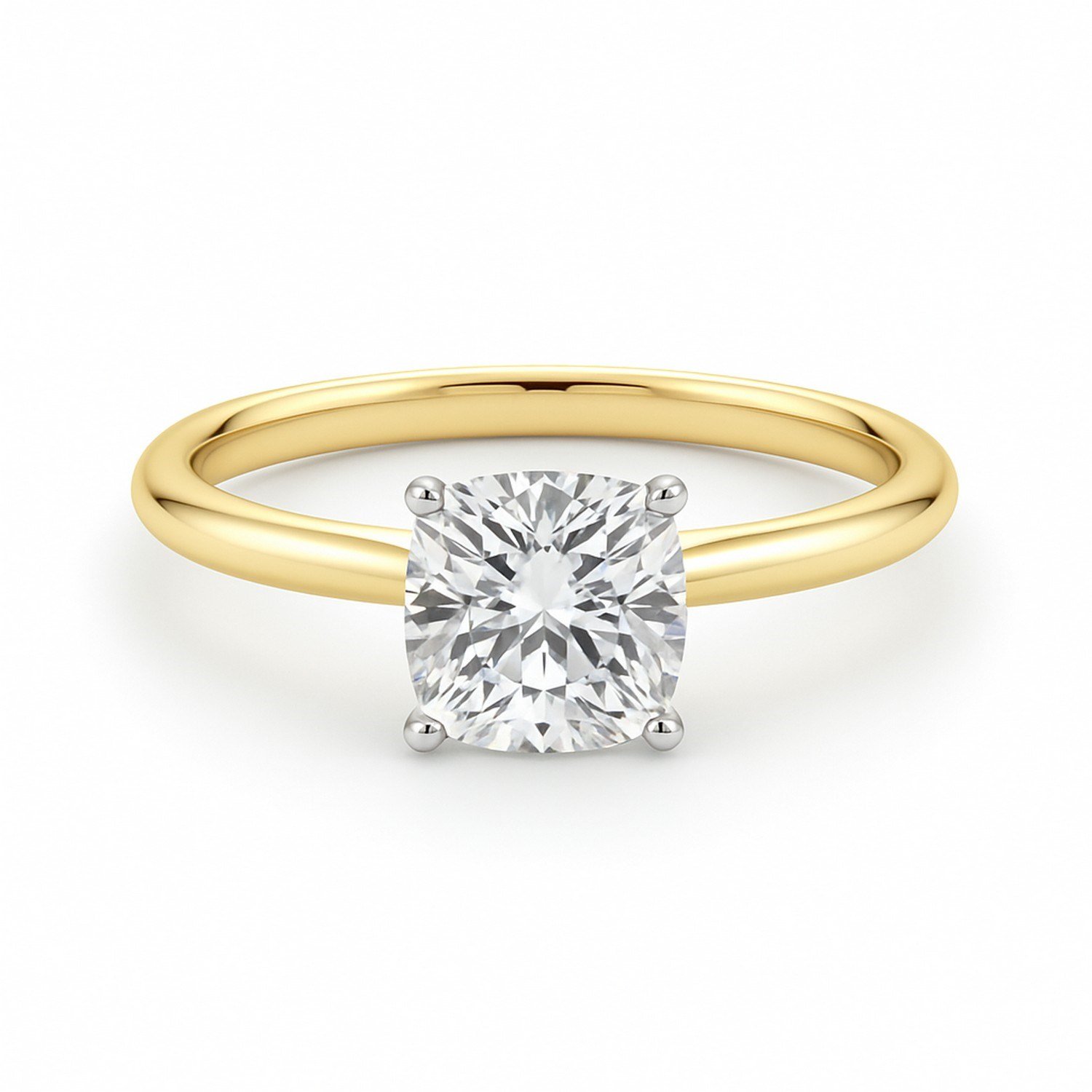 1.50Ct Cushion Lab Grown IGI G/VS1 Diamond Ring in 10K Yellow Gold - Image 3