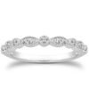 14k White Gold Vintage Look Fancy Pave Diamond Milgrain Wedding Ring Band