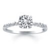 14k White Gold Diamond Engagement Ring with Shared Prong Diamond Accents