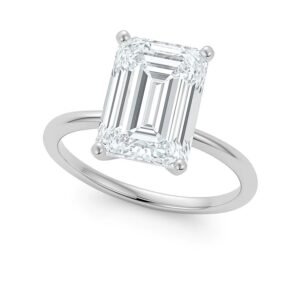 5 Carat Emerald Lab Grown IGI G/VS1 Diamond Solitaire Ring in 14K White Gold