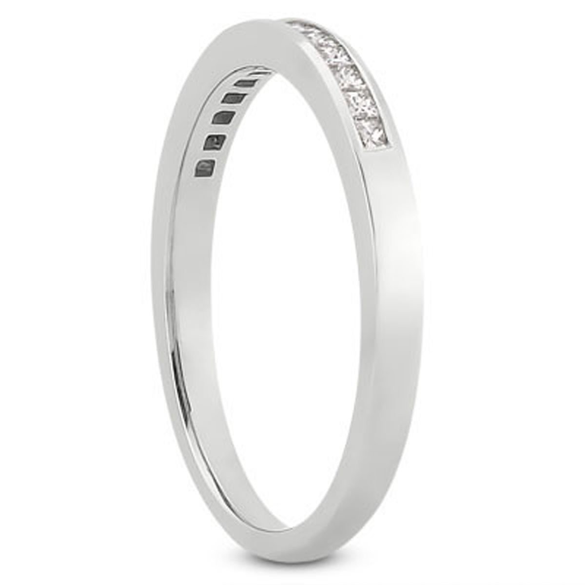 14k White Gold Channel Set Princess Diamond Wedding Ring Band - Image 2