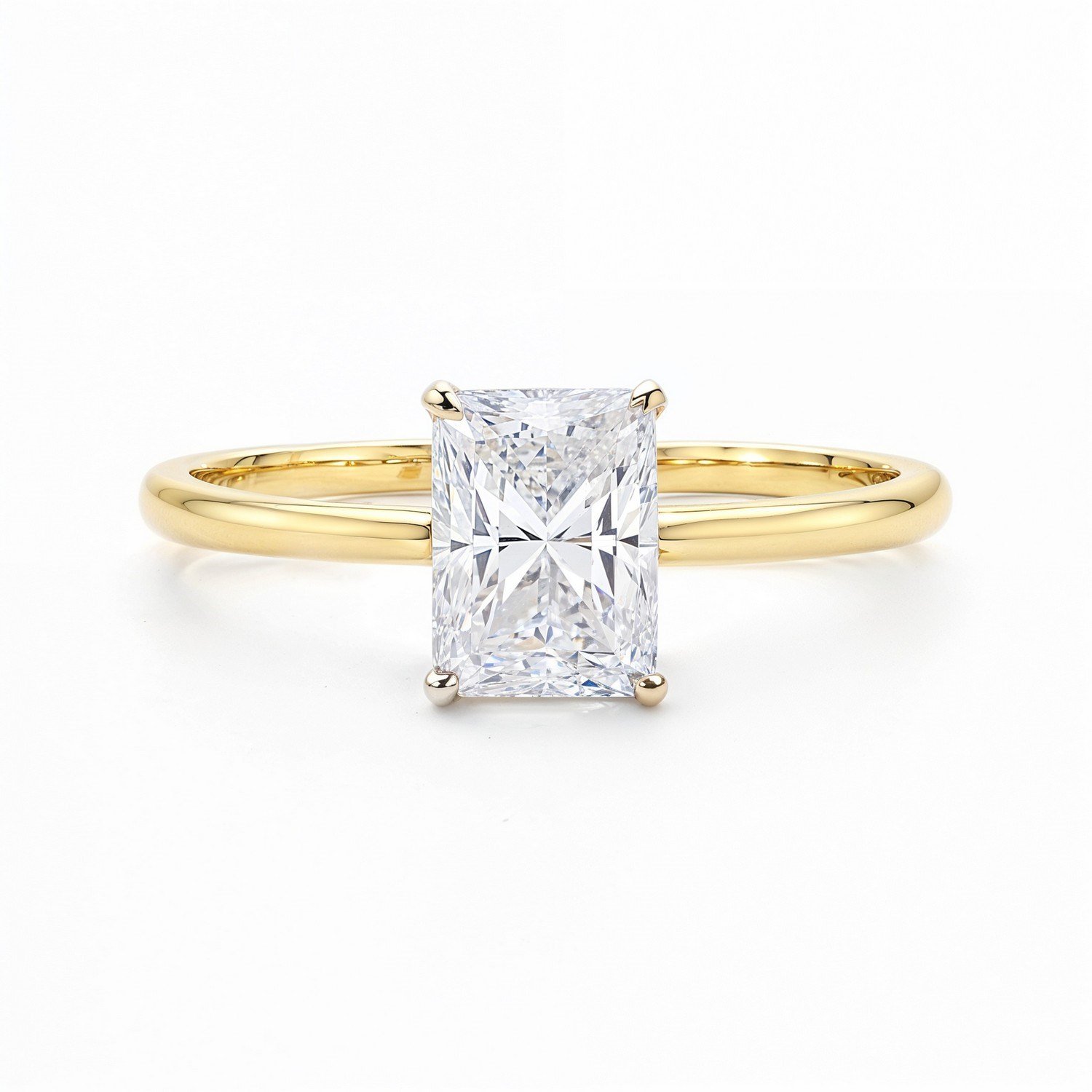 1.50Ct Radiant Lab Grown IGI G/VS1 Diamond Ring in 10K Yellow Gold - Image 3