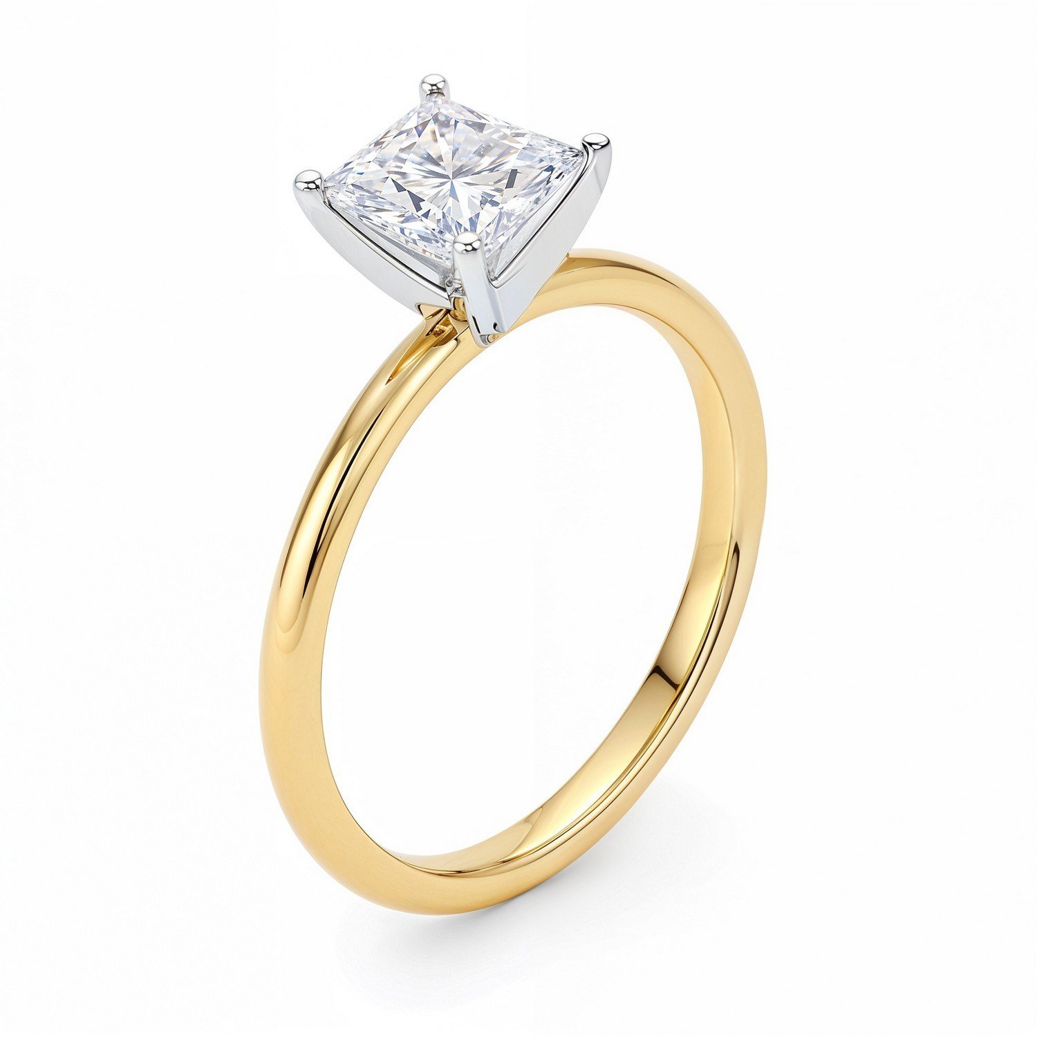 1 Carat Princess Lab Grown IGI G/VS1 Diamond Solitaire Ring in 10K Yellow Gold - Image 2