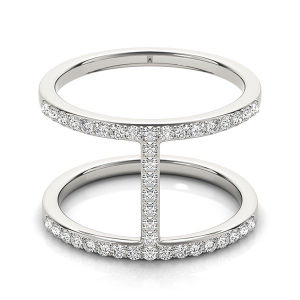 14k White Gold Dual Band Bridge Style Diamond Ring (3/8 cttw) - Image 2
