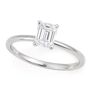 1 Carat Emerald Lab Grown IGI G/VS1 Diamond Solitaire Ring in 14K White Gold