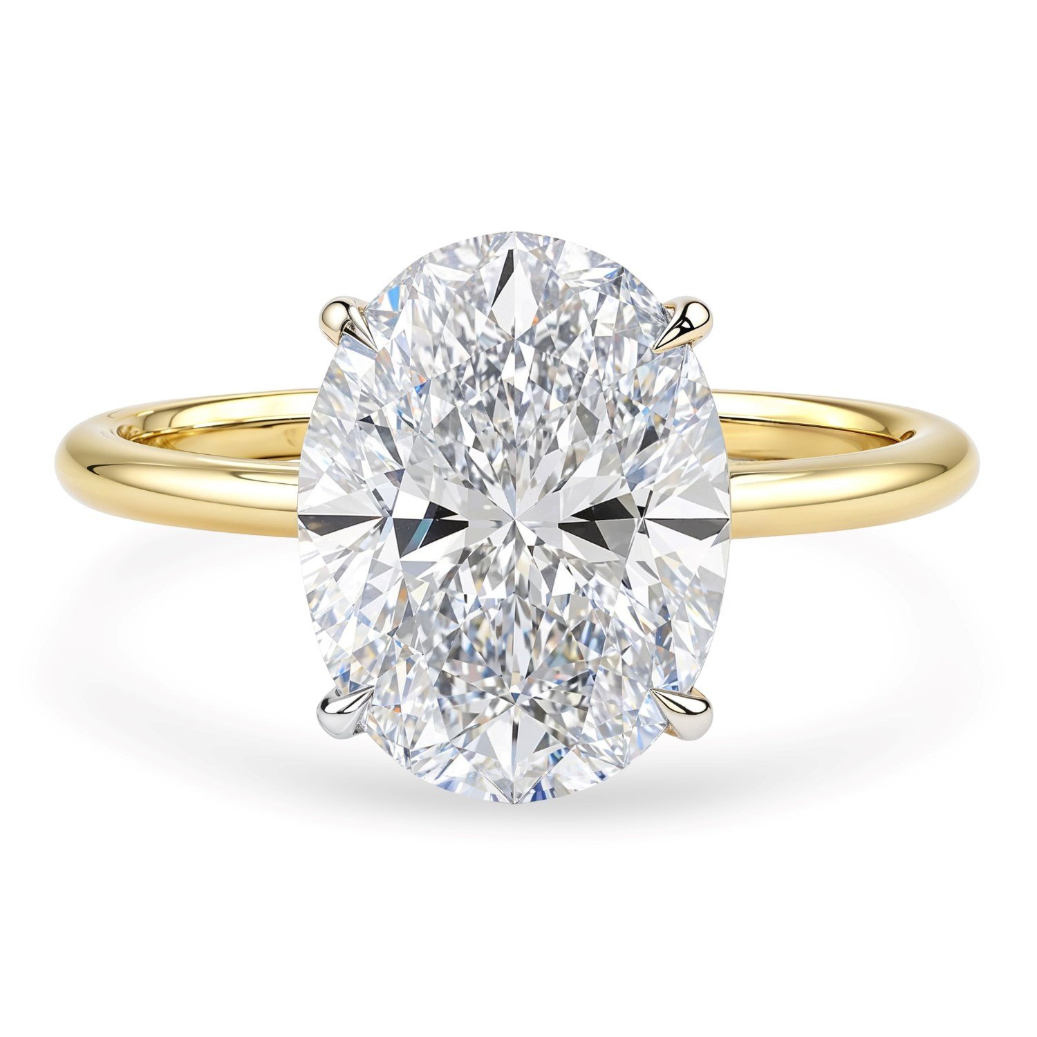 3 Carat Oval Lab Grown IGI G/VS1 Diamond Solitaire Ring in 14K Yellow Gold - Image 2