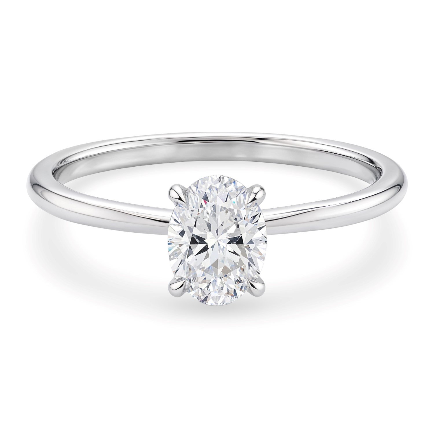 1 Carat Oval Lab Grown IGI G/VS1 Diamond Solitaire Ring in 14K White Gold - Image 2