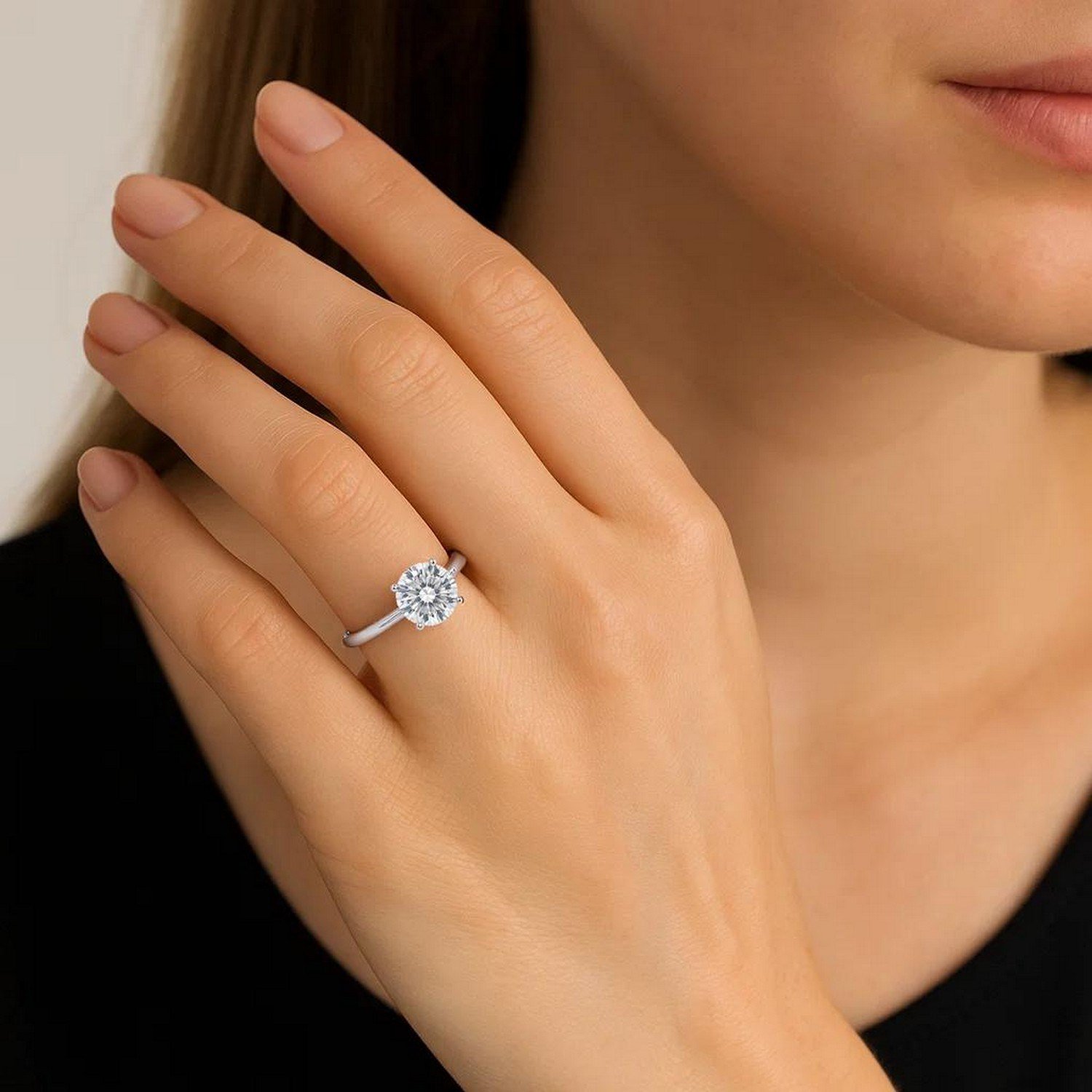 2 Carat Round Lab Grown IGI G/VS1 Diamond Solitaire Ring in Sterling Silver - Image 5