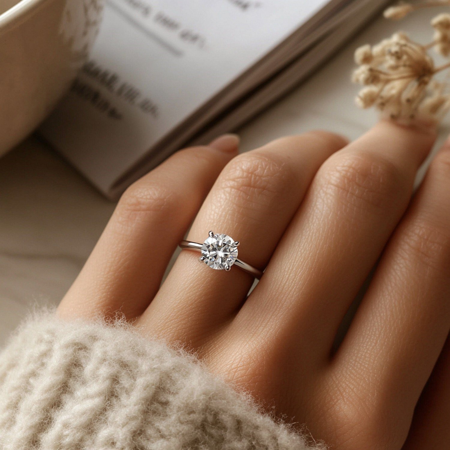 1 Carat Round Lab Grown IGI G/VS1 Diamond Solitaire Ring in 10K White Gold - Image 6