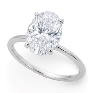 5 Carat Oval Lab Grown IGI G/VS1 Diamond Solitaire Ring in 10K White Gold