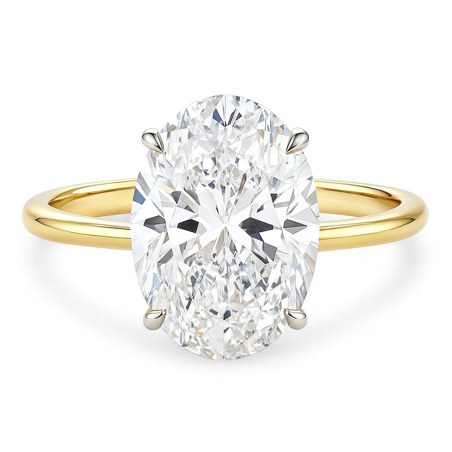 5 Carat Oval Lab Grown IGI G/VS1 Diamond Solitaire Ring in 10K Yellow Gold - Image 2