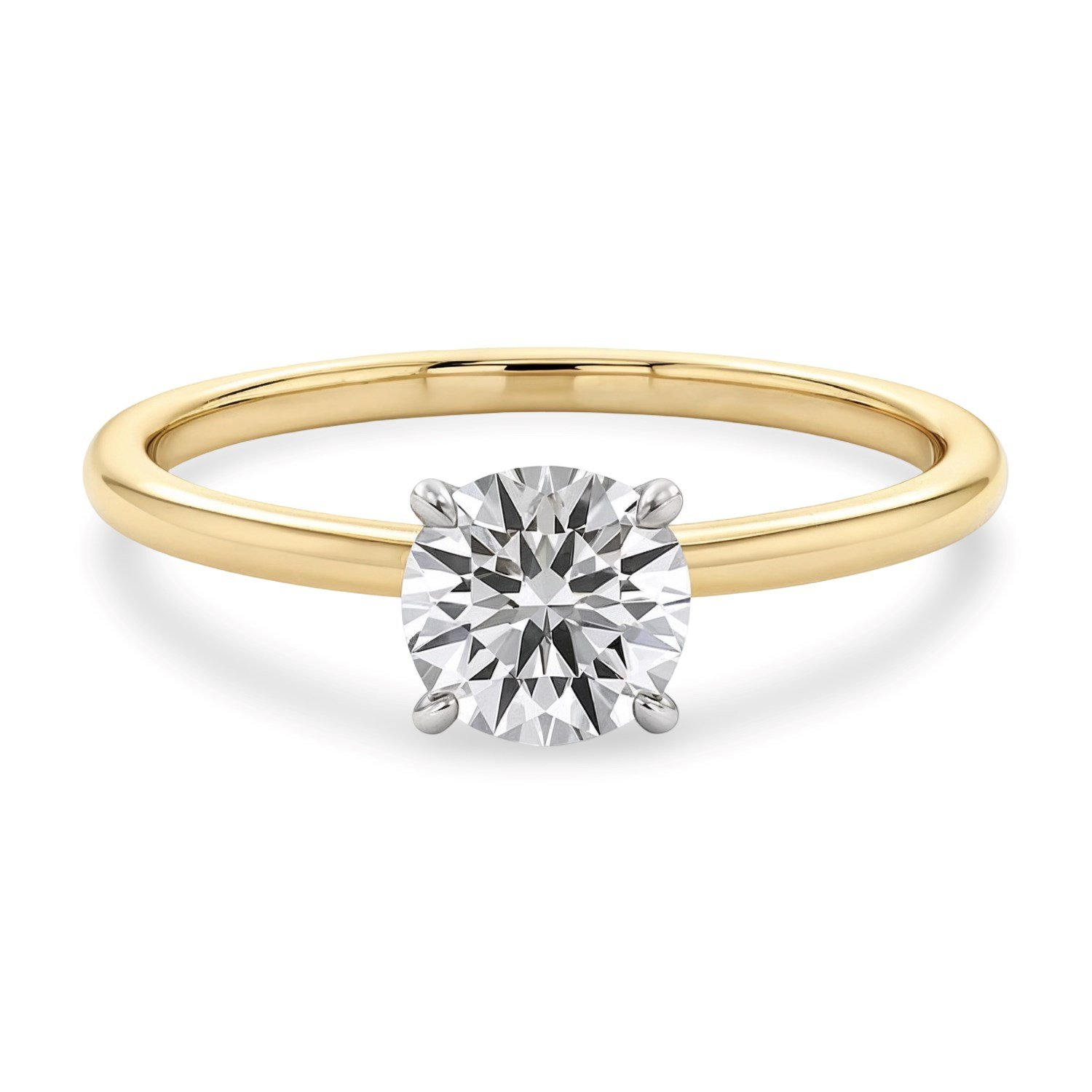 3/4 Carat Round Lab Grown IGI G/VS1 Diamond Solitaire Ring in 14K Yellow Gold - Image 2