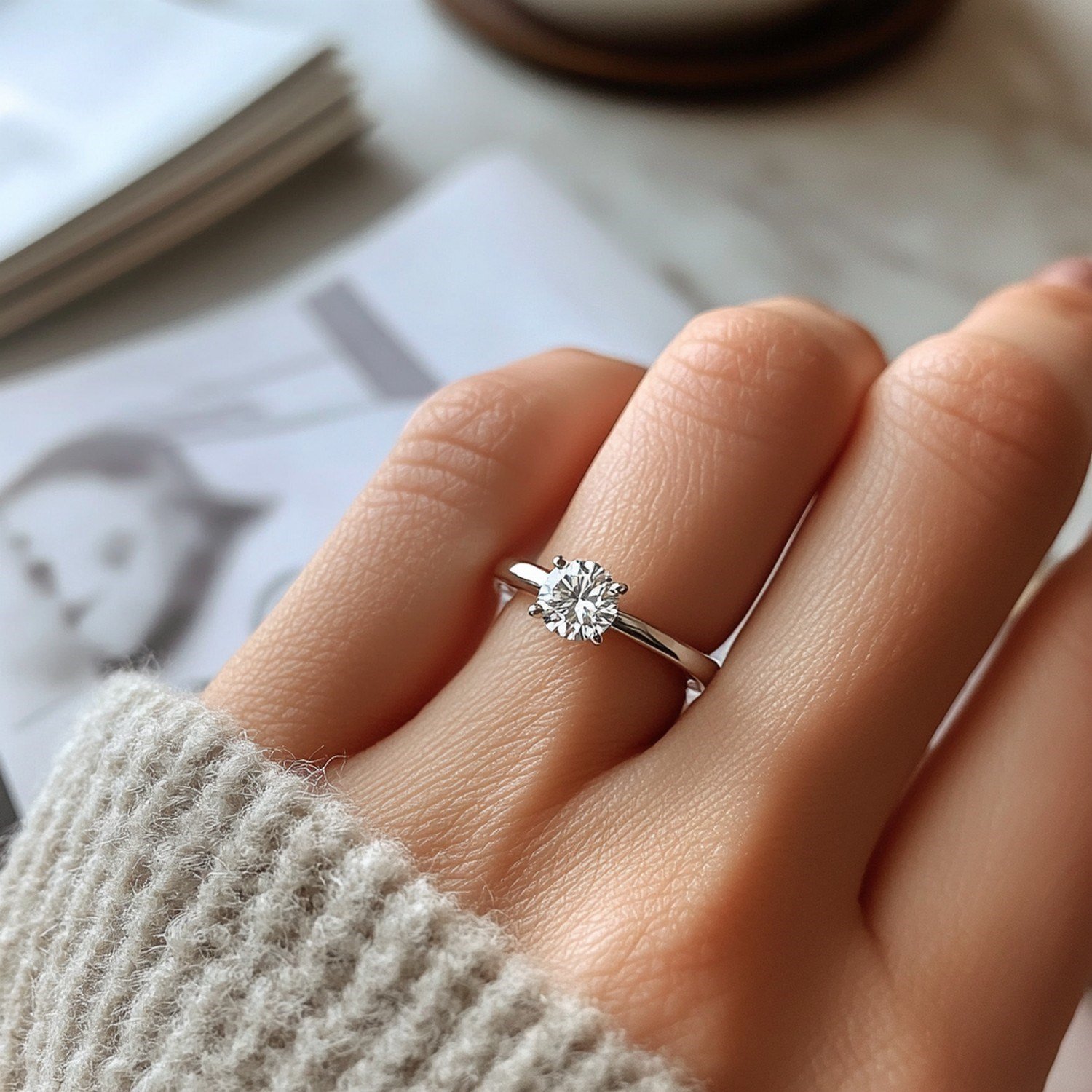3/4 Carat Round Lab Grown IGI G/VS1 Diamond Solitaire Ring in 10K White Gold - Image 6