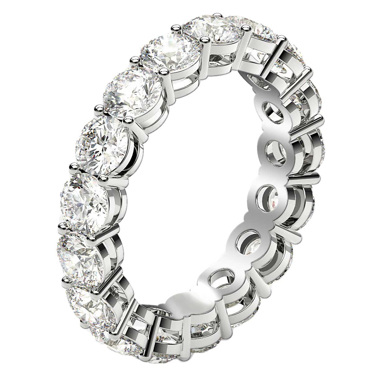 Round Cut Lab Grown Diamond Eternity Ring in 14k White Gold (3 cttw FG/VS2) - Image 4