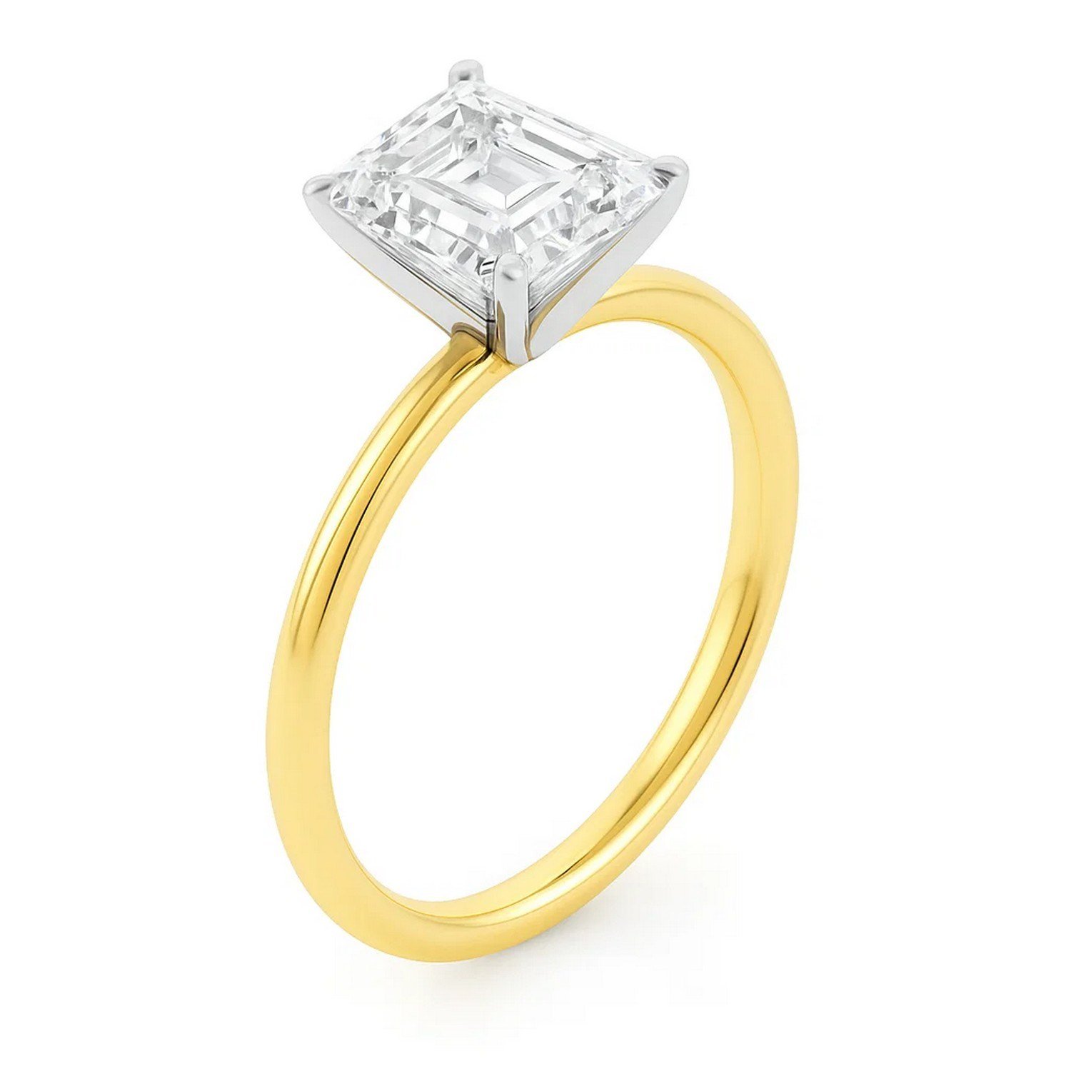 3 Carat Emerald Lab Grown IGI G/VS1 Diamond Solitaire Ring in 14K Yellow Gold - Image 2