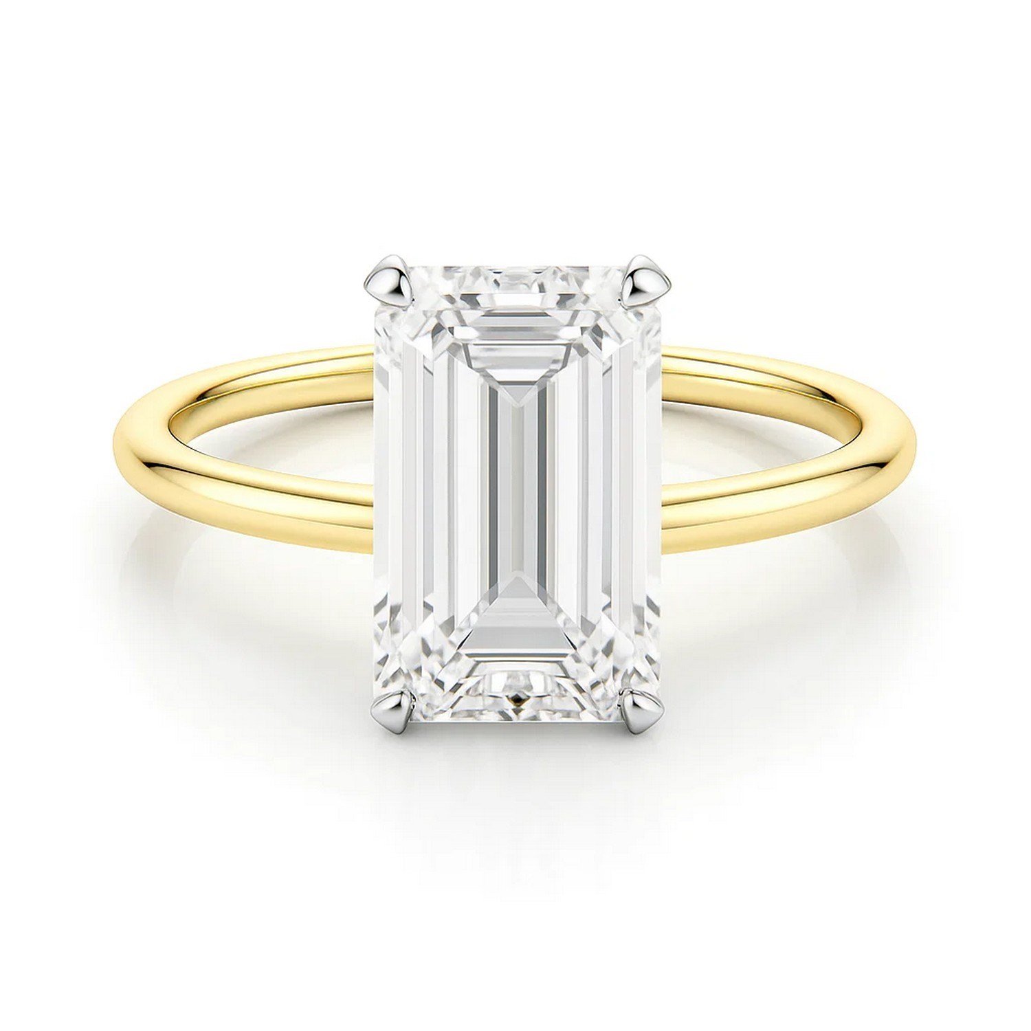 3 Carat Emerald Lab Grown IGI G/VS1 Diamond Solitaire Ring in 14K Yellow Gold - Image 3
