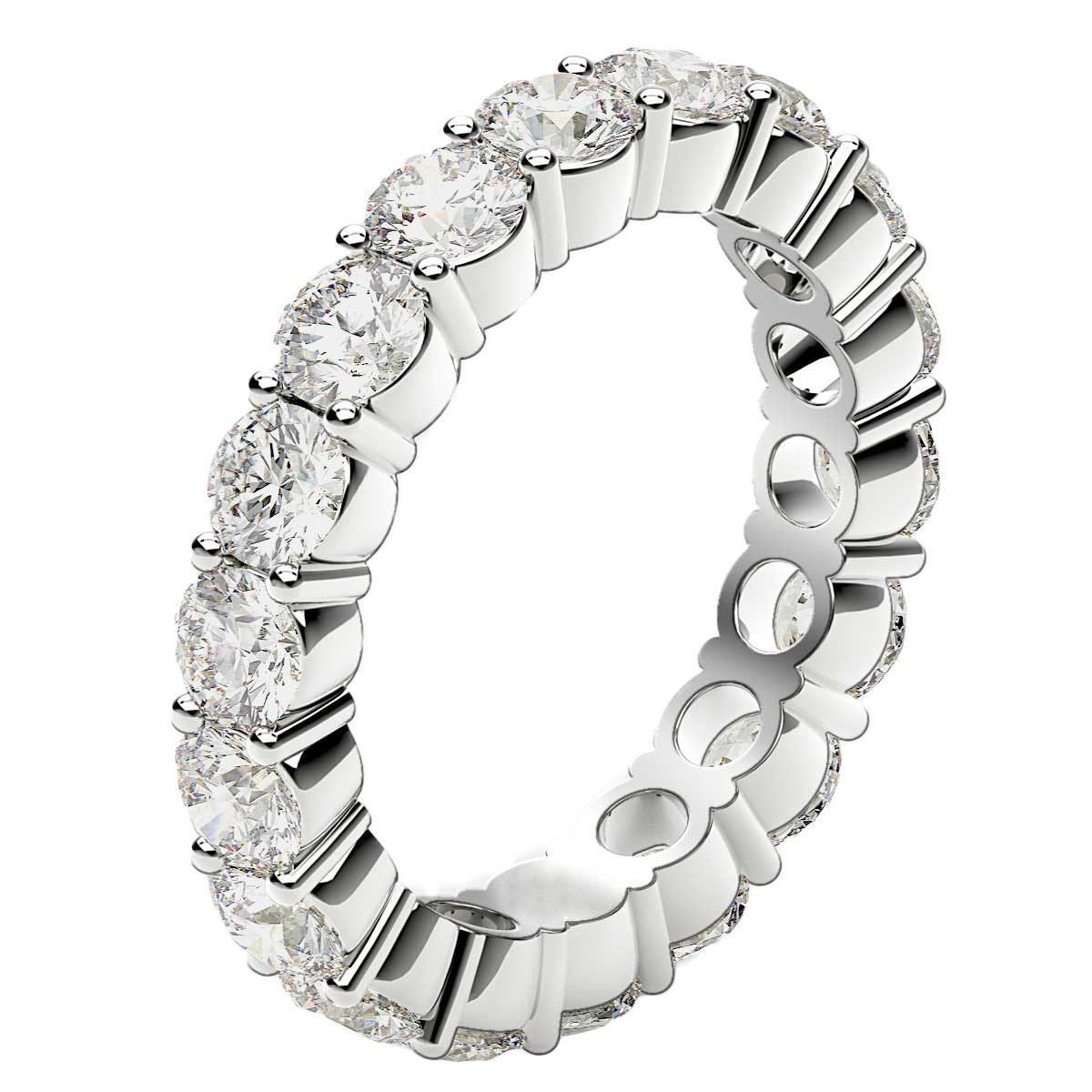 Round Cut Lab Grown Diamond Eternity Ring in 14k White Gold (2 cttw FG/VS2) - Image 4
