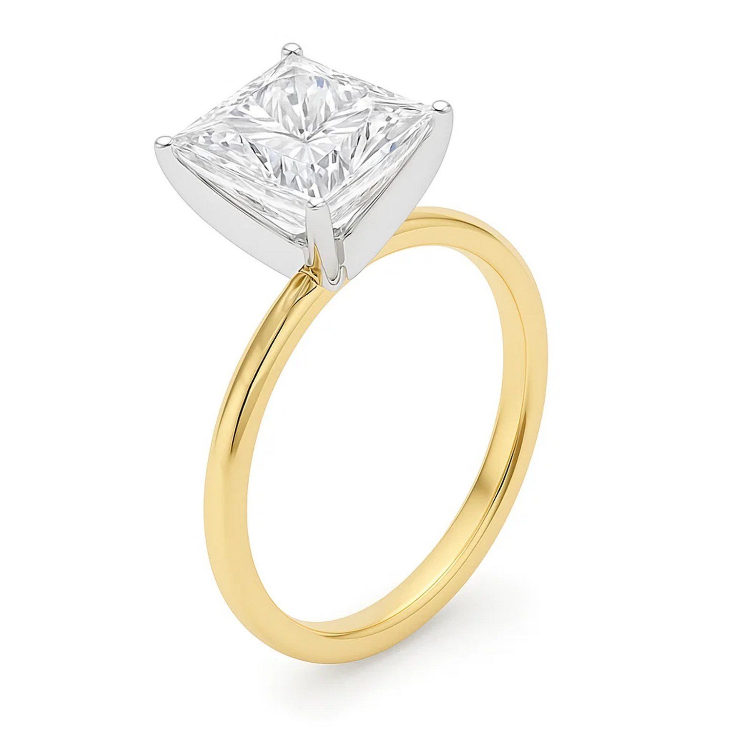 5 Carat Princess Lab Grown IGI G/VS1 Diamond Solitaire Ring in 10K Yellow Gold - Image 2