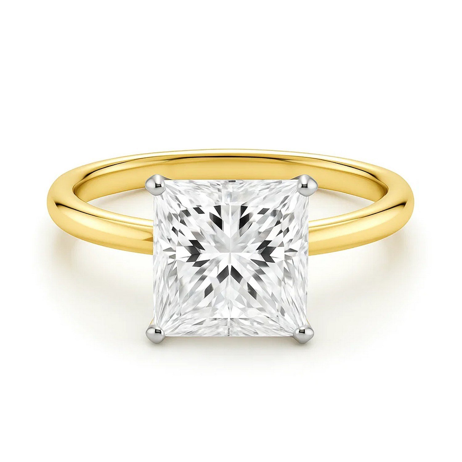 5 Carat Princess Lab Grown IGI G/VS1 Diamond Solitaire Ring in 10K Yellow Gold - Image 3