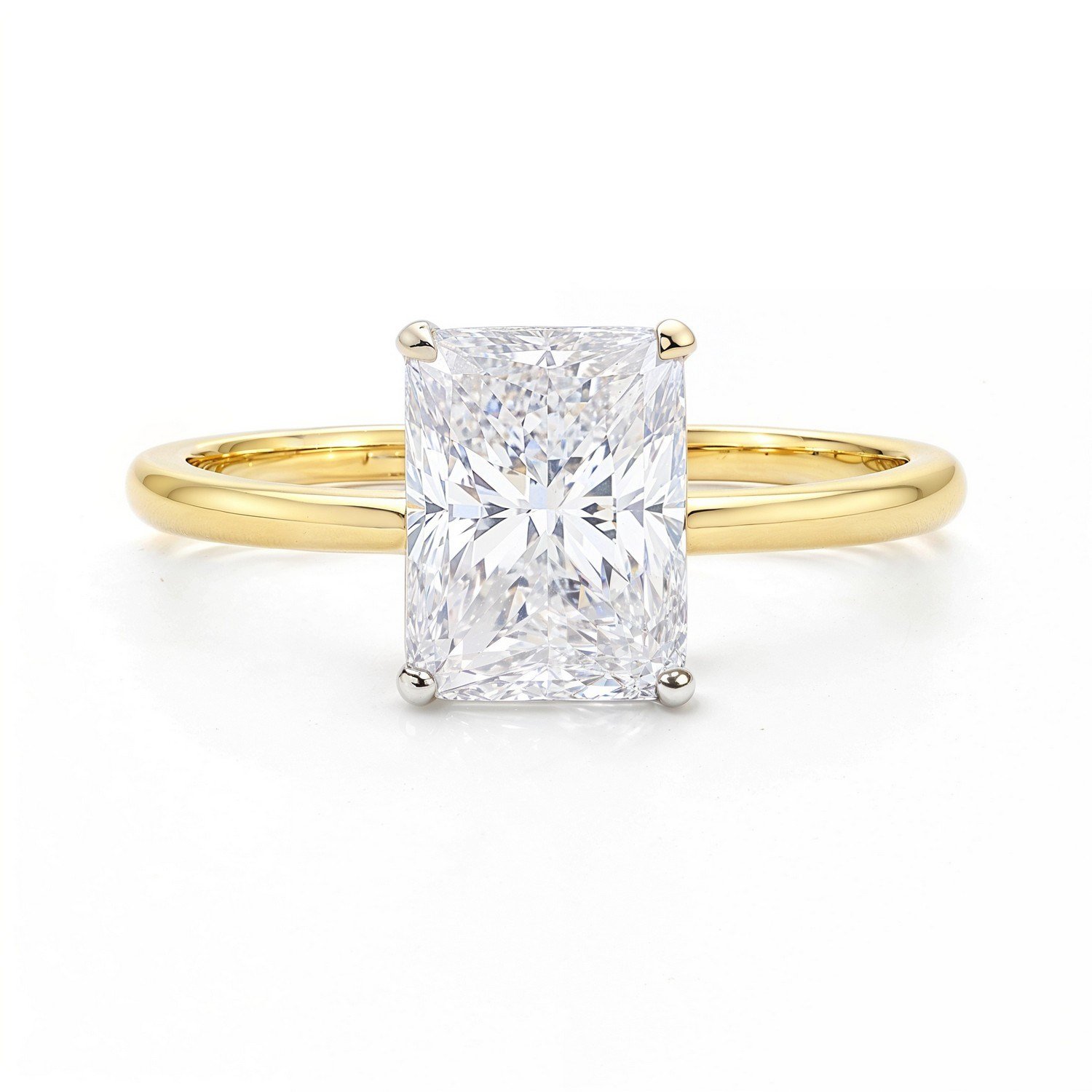 3 Carat Radiant Lab Grown IGI G/VS1 Diamond Solitaire Ring in 14K Yellow Gold - Image 3