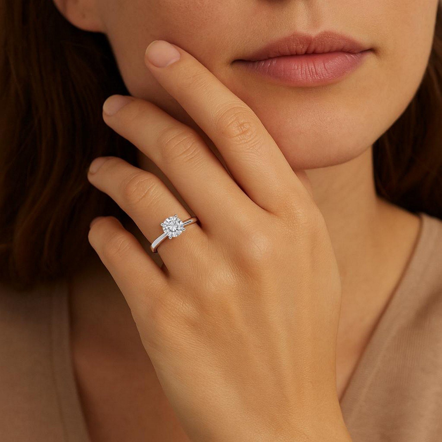 1 Carat Round Lab Grown IGI G/VS1 Diamond Solitaire Ring in Sterling Silver - Image 5