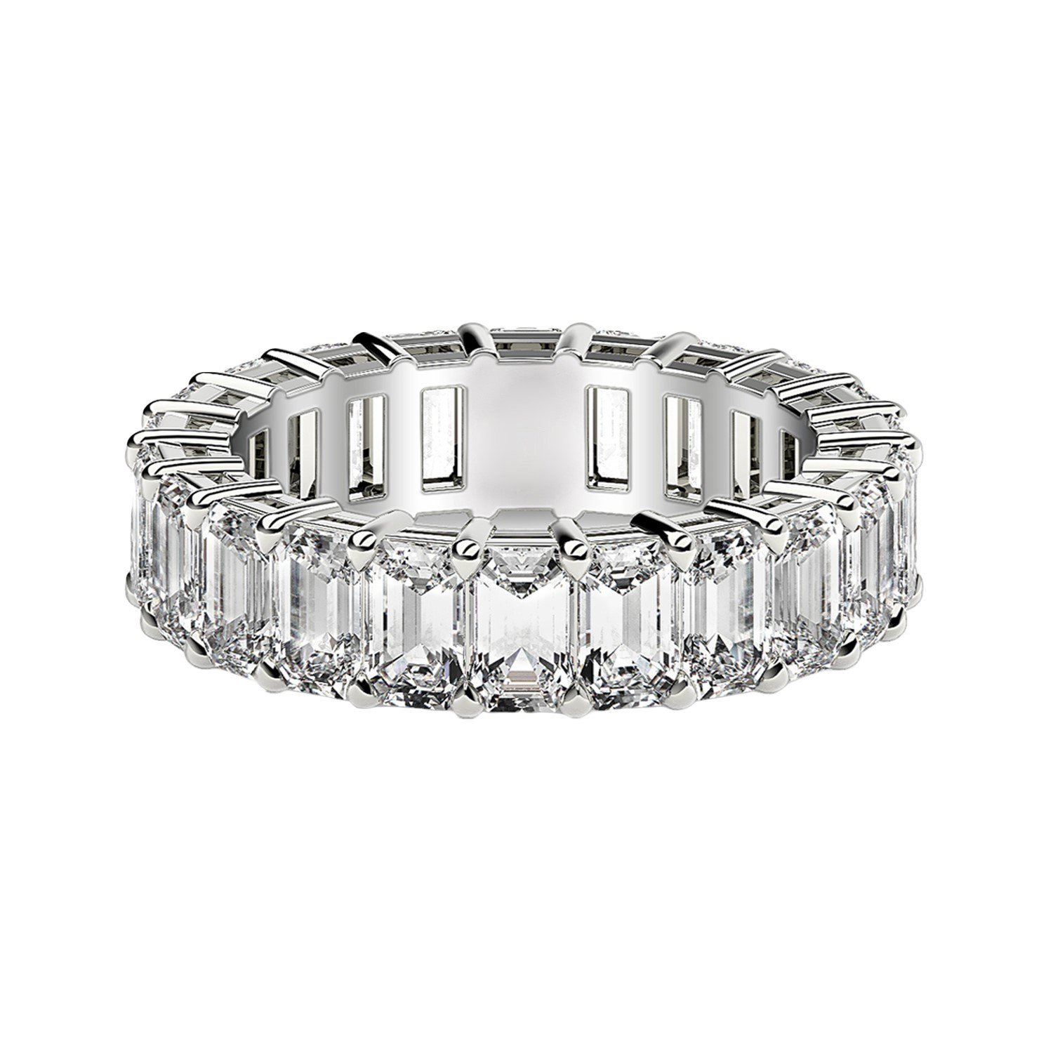 Emerald Cut Lab Grown Diamond Eternity Ring in 14k White Gold (3 cttw FG/VS2) - Image 2