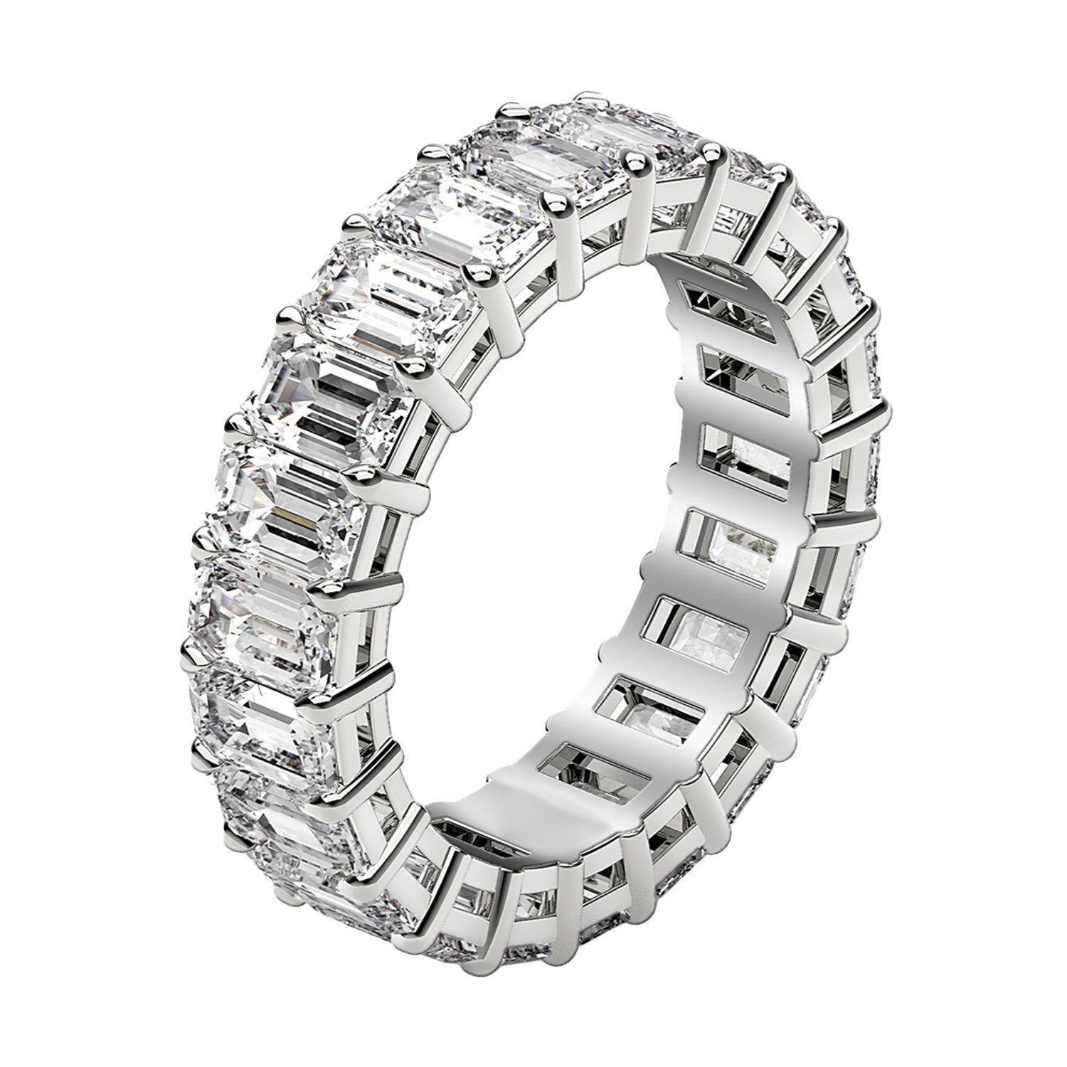 Emerald Cut Lab Grown Diamond Eternity Ring in 14k White Gold (3 cttw FG/VS2) - Image 4