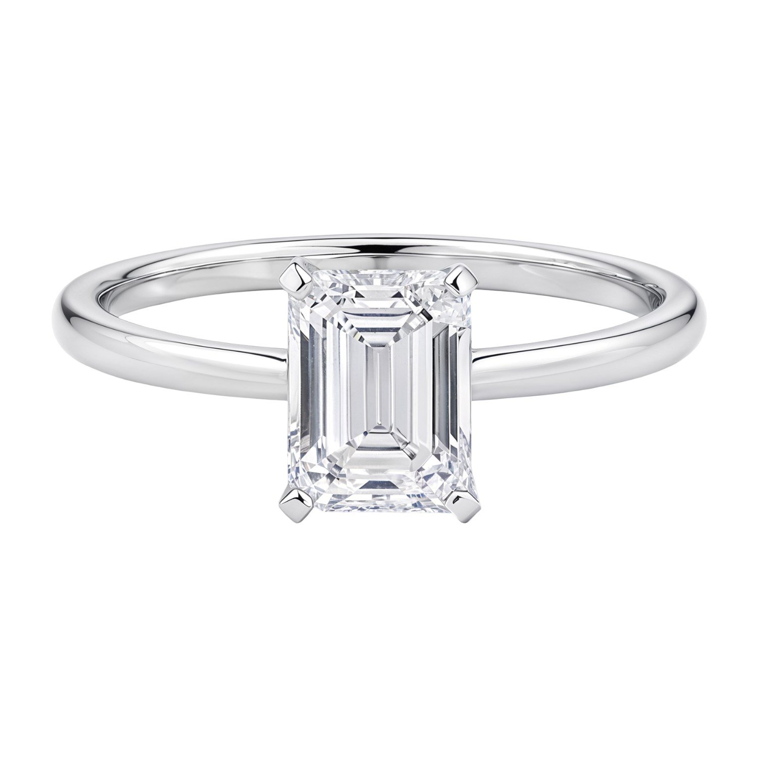 1 1/2 Carat Emerald Lab Grown IGI G/VS1 Diamond Solitaire Ring in 10K White Gold - Image 3