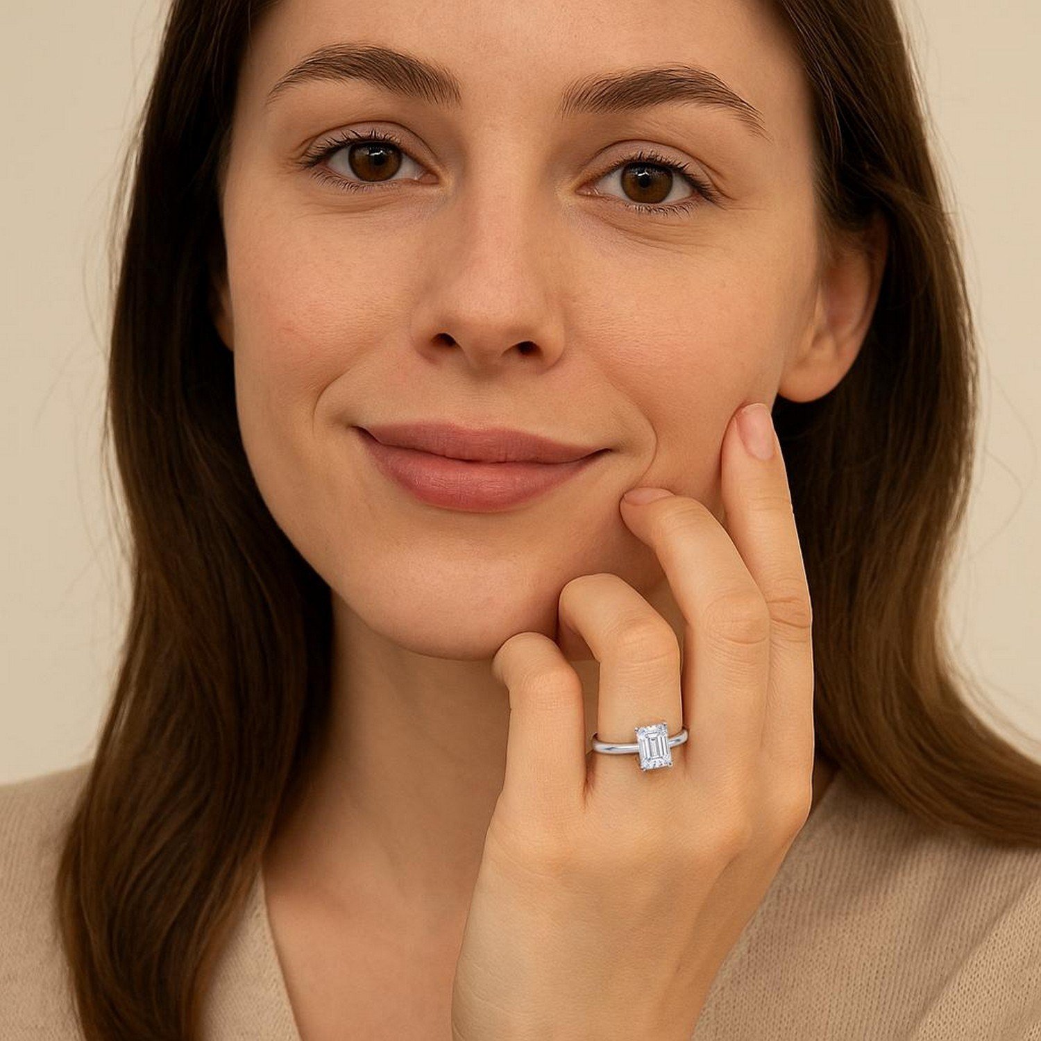 1 1/2 Carat Emerald Lab Grown IGI G/VS1 Diamond Solitaire Ring in 10K White Gold - Image 5
