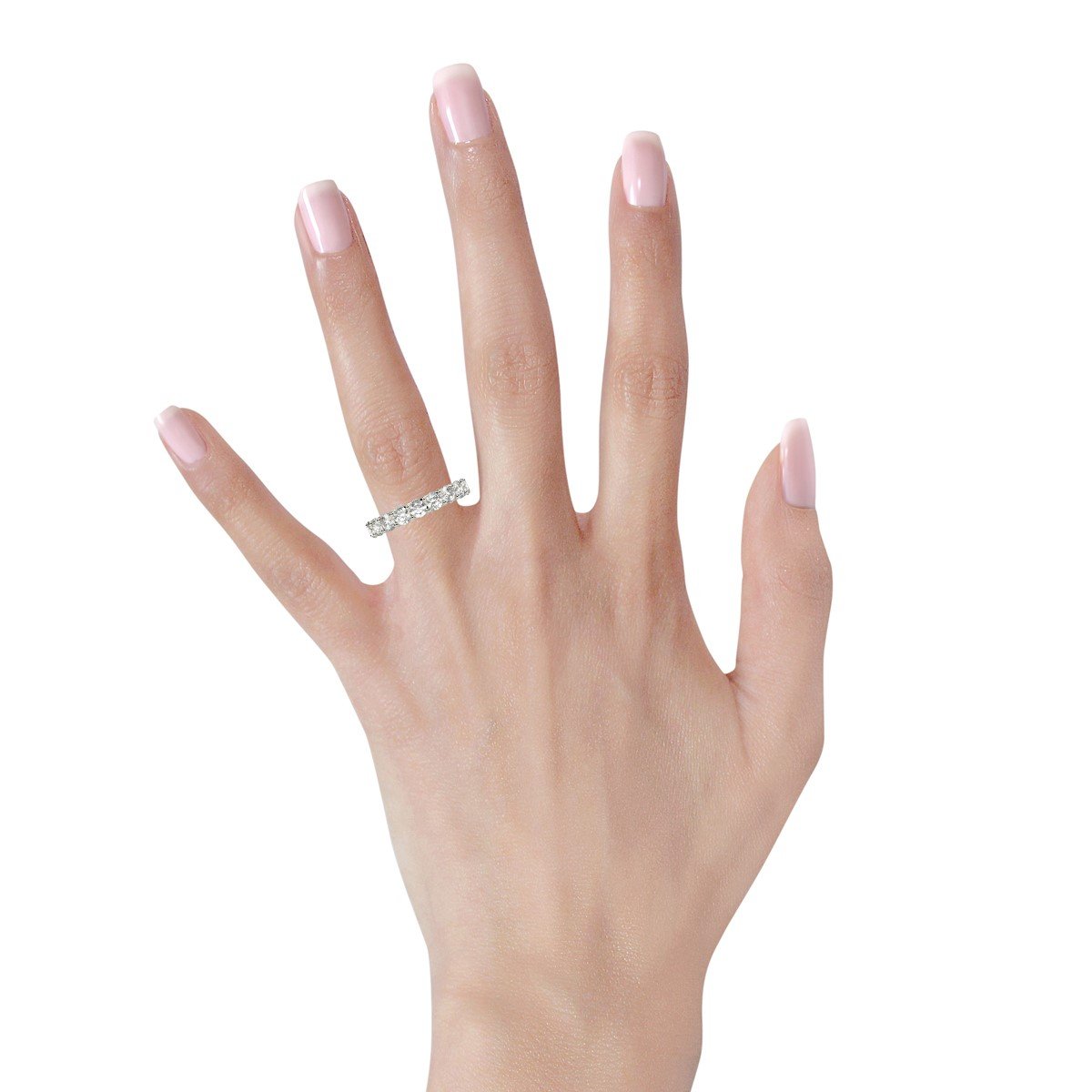 Round Cut Lab Grown Diamond Eternity Ring in 14k White Gold (2 cttw FG/VS2) - Image 5