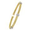 14K Yellow Gold Diamond Triple Station Tubogas Cuff