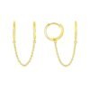 14k Yellow Gold Two Hole Huggie Style Hoop Earrings