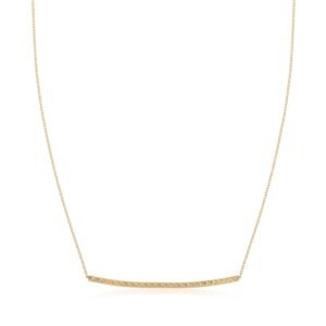 14k Yellow Gold Thin Textured Bar Necklace