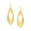14k Yellow Gold Post Earrings with Textured Marquise Shapes