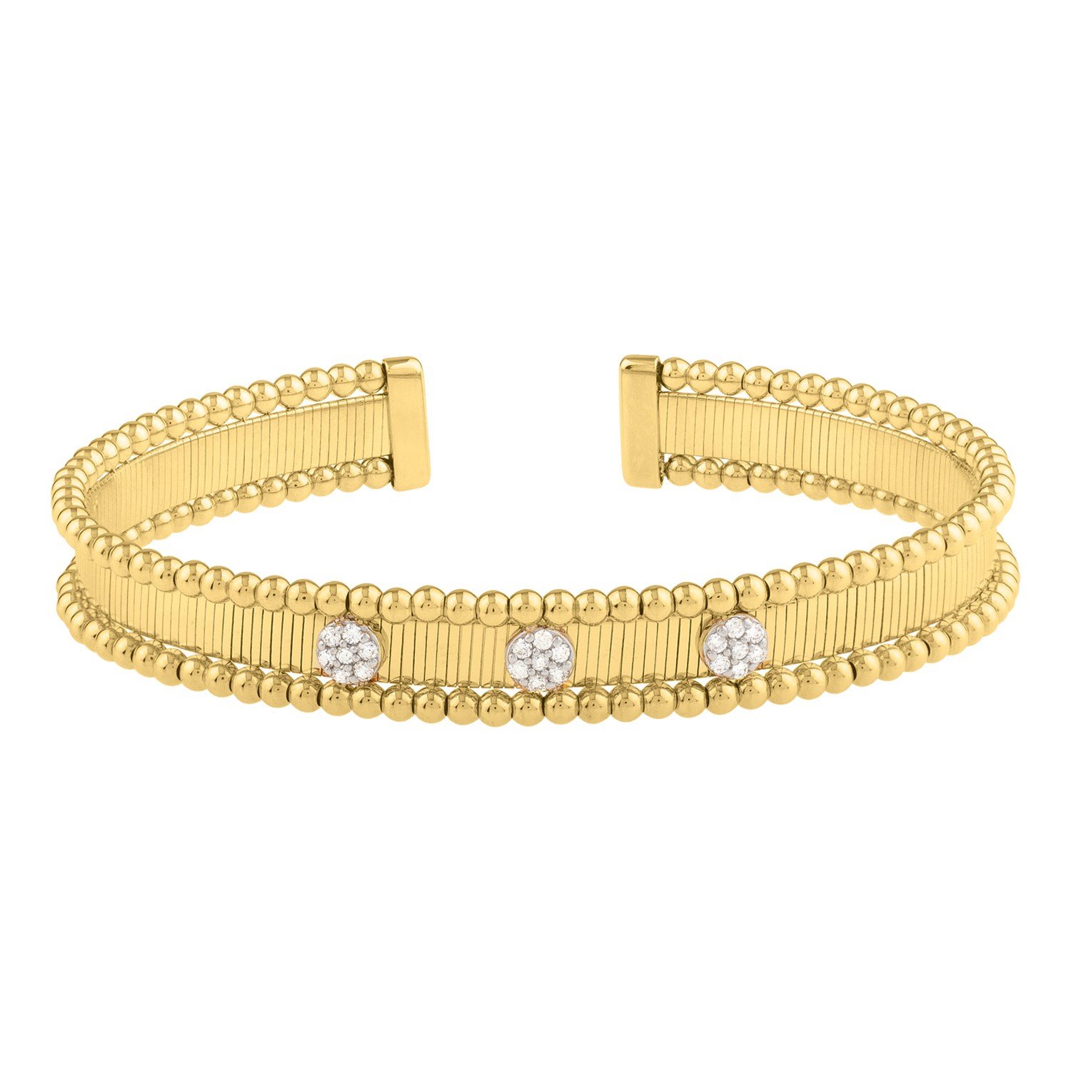 Two Toned Pallina Cuff Bangle in 14K Gold (9.00 mm) - Image 2