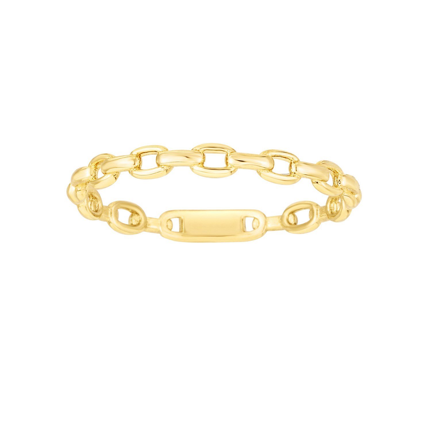 14K Yellow Gold Oval Links Stackable Ring - Image 2