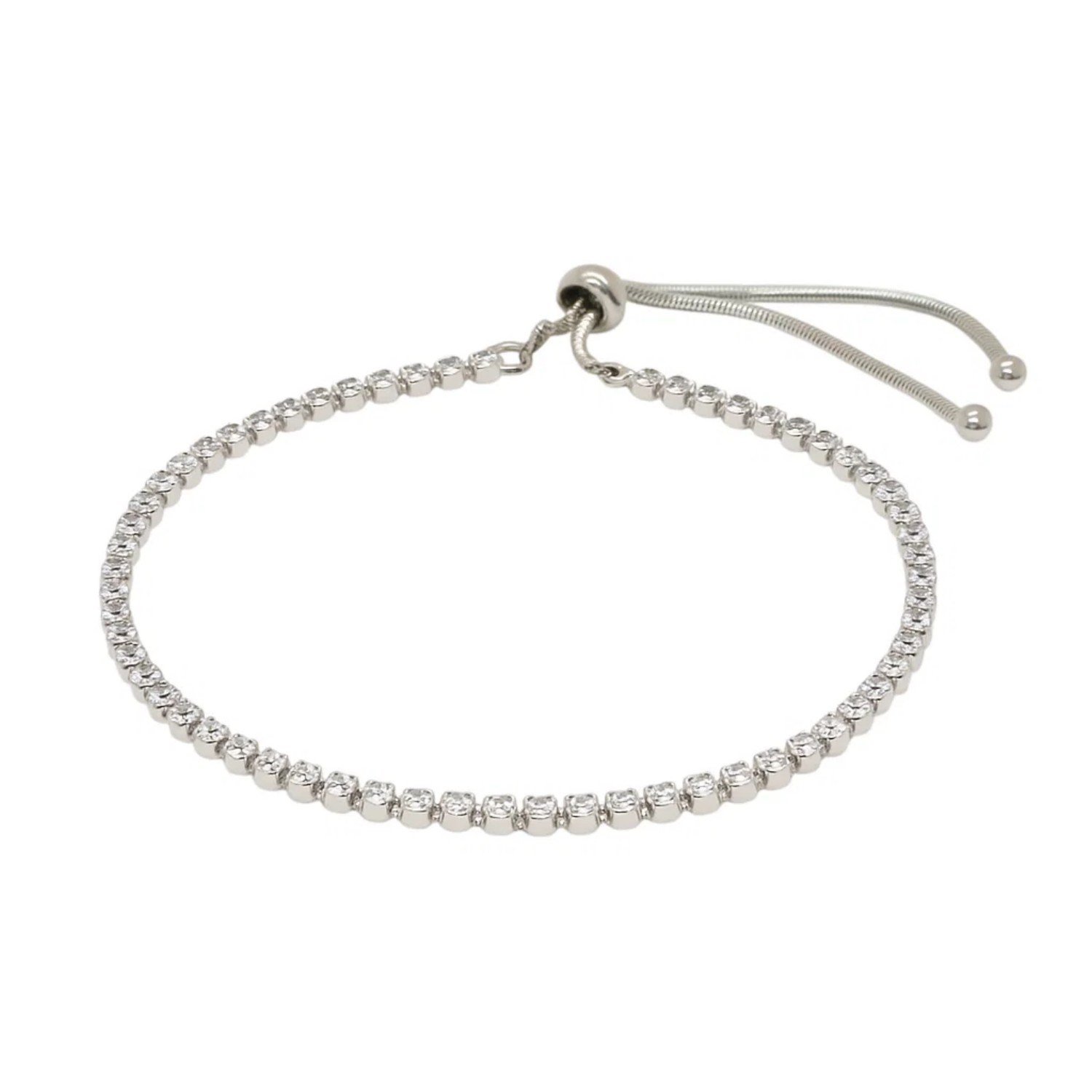Adjustable Tennis Style Bracelet with Cubic Zirconia in Sterling Silver(4.00 mm) - Image 2
