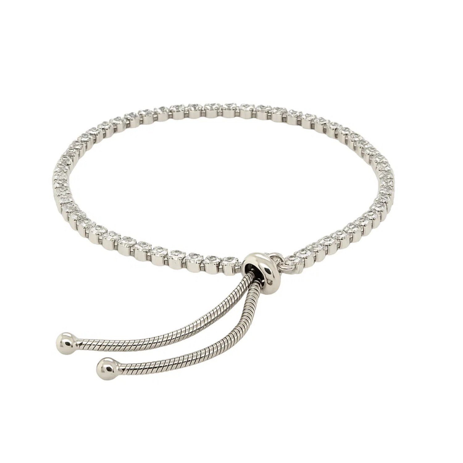 Adjustable Tennis Style Bracelet with Cubic Zirconia in Sterling Silver(4.00 mm) - Image 3