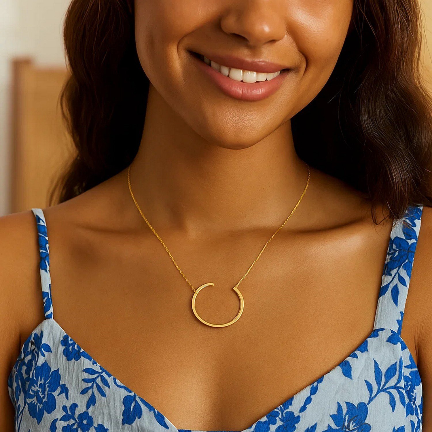 14K Yellow Gold Yours Truly Large Initial C Necklace - Image 4