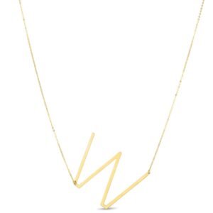 14K Yellow Gold Yours Truly Large Initial W Necklace