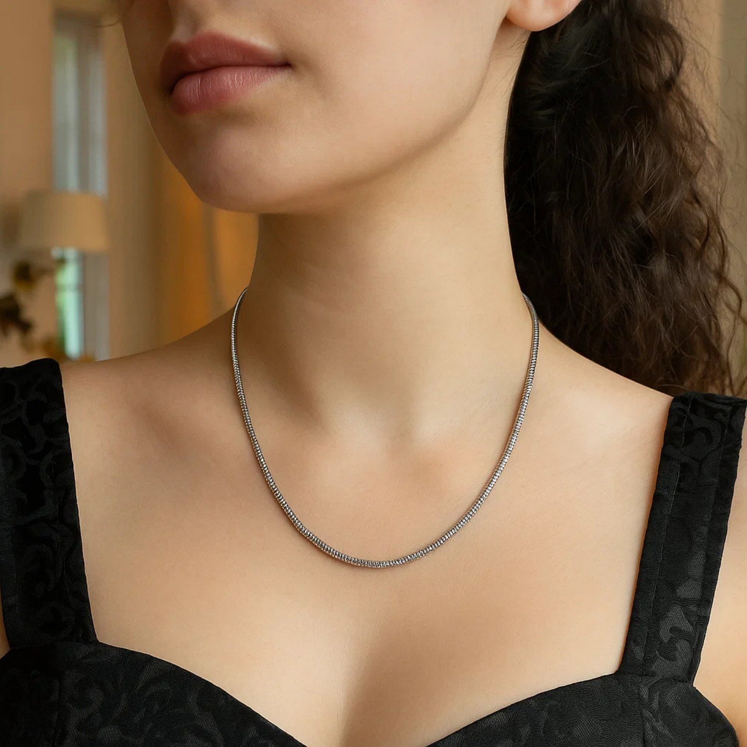 Sterling Silver Rhodium Plated Octagonal Snake Chain (2.40 mm) - Image 6