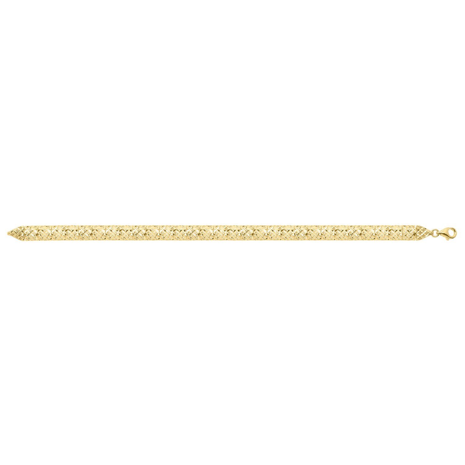 10K Yellow Gold Diamond Cut Square Link Bracelet - Image 2
