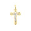 14k Two Tone Gold High Polish Diamond Cut Cross Pendant