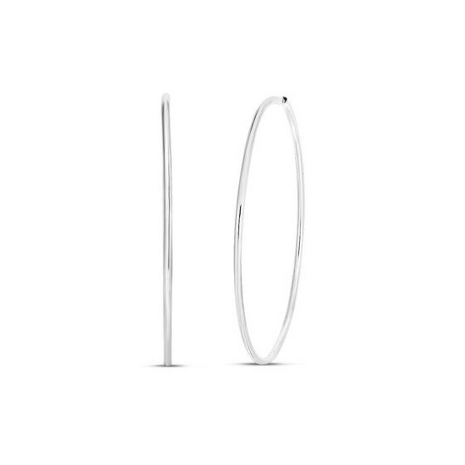 Rhodium Plated Endless Hoop Earrings in Sterling Silver - Image 2